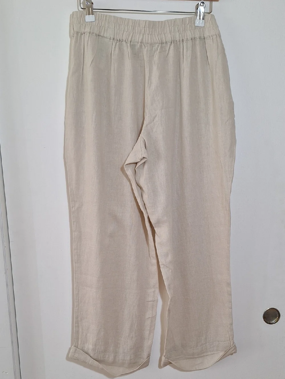 Neutral Wide-Leg Linen Blend Pants/Cropped 26in Inseam Medium - MP - Picture 3 of 7